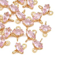 PandaHall SHEGRACE 20 connecteurs en laiton pavé de zircone cubique en forme d'œil de cheval pour la fabrication de bijoux