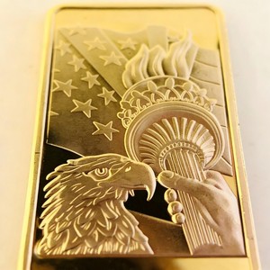 Barra Conmemorativa Chapada en Oro con Diseño Estadounidense Personalizado OEM, Venta al por Mayor de Recuerdos con la Estatua de la Libertad y el Águila - Product Image 3