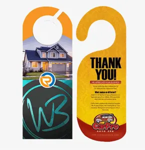 Bulk Printing real estate hanging paper flyers door handle cardboard door knot tags promotional door hangers for advertising