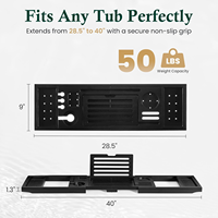 Plateau de bain premium avec coffret cadeau et nœud décoratif, plateau de bain extensible en bambou bois foncé