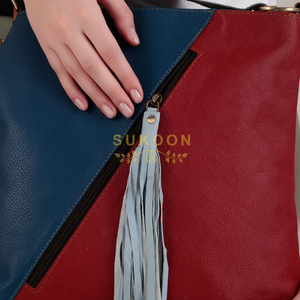 Ando Retro Patchwork Genuine Leather Tote <b>Bag</b> for Women <b>Large</b> Capacity <b>Crossbody</b> Handbag with Messenger Design for Travel - Product Image 1