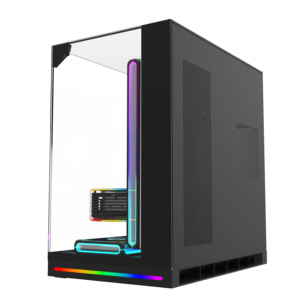 Boîtier <span class=keywords><strong>PC</strong></span> <span class=keywords><strong>Gamer</strong></span> ATX Mid-Tower sans pilier avec triple vitrage, éclairage RGB, pour ordinateur de jeu - Product Image 4