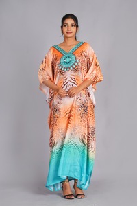 Robe Kaftan en Coton Jaune Grande Taille de Haute Qualité, Imprimé Floral Fait Main, Vêtement de Détente – Prix de Gros Disponible 2026 - Product Image 3