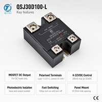 Relais statique à semi-conducteurs QSJ30D100-L DC 100A 0-30VDC, sortie MOSFET, monophasé, SSR opto-isolé, montage sur panneau pour chauffage DC