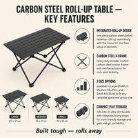 Table rectangulaire pliante moderne et portable en acier au carbone, pour camping, pique-nique, mobilier d'extérieur ultraléger, base trépied pour barbecue, noir