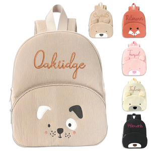 Sac à dos personnalisé pour garçons et filles avec nom brodé, sac à dos en velours côtelé personnalisé pour enfants, fournitures scolaires - Product Image 1
