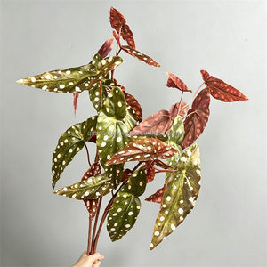 L-362 Hojas de <span class=keywords><strong>Begonia</strong></span> Artificiales al por Mayor, Hojas Verdes de Tallo Largo para Decoración de Arreglos Florales en Jarrones para Bodas y Hogar - Product Image 4