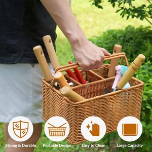 Lot de 9 outils de jardinage DIY durables de qualité alimentaire avec manche en bois, pelle, truelle, râteau et panier de transport – Vente en gros OEM - Product Image 4