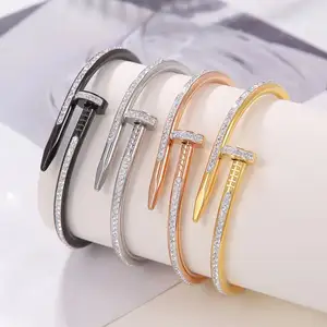 Classic European and American Kajia Nail Bracelet with Diamond Inlaid Buckle and Titanium Steel Bracelet that Does Not Fade