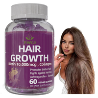 Gummies pour la croissance des cheveux OEM, force maximale 5000 mcg, gummies véganes à la biotine pour les cheveux, la peau et les ongles, gummies à la biotine 3 en 1