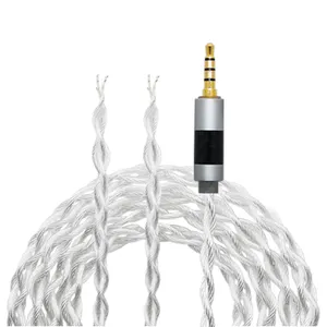 3.5mm plug with 4-strand single crystal copper silver plated headphone cable replacement earphone wires DIY earphone accessories