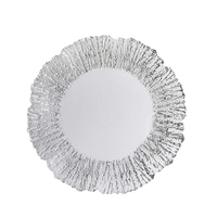 Assiette de Présentation Moderne en Verre Cristal Doré de 13 Pouces pour Restaurant et Mariage – Vente en Gros
