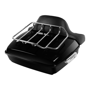 Baúl Tour Pak de 10.7 Pulgadas con Respaldo y Parrilla <span class=keywords><strong>para</strong></span> Motocicleta Harley Touring Road Street Glide 2014-2023, ABS Negro Brillante - Product Image 1