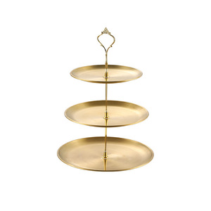 Stainless steel multi-tiered cake <b>rack</b>, three-tiered dessert table <b>display</b> <b>rack</b>, pastry tray, snack and fruit plate, ornament - Product Image 4