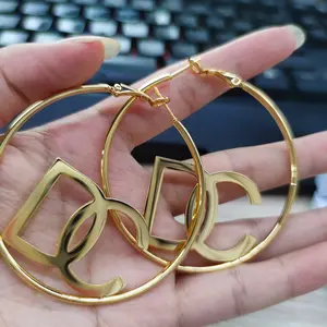 Designer Luxury Brand Stainless Steel Jewelry Custom Hoop Earrings Famous Branded Inspired Designer Gold Plated Jewelry
