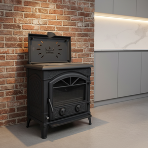 Stufa <span class=keywords><strong>a</strong></span> <span class=keywords><strong>Legna</strong></span> <span class=keywords><strong>in</strong></span> <span class=keywords><strong>Ghisa</strong></span> Moderna per Uso Domestico con Forno per Riscaldamento della Cucina - Product Image 2