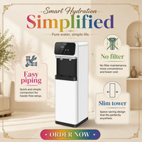Business Water Station Piping Integrated Purifier Ice Hot HD 13.3 Inch LCD Advertising Screen TDS Monitoring 12L 304SS Filter