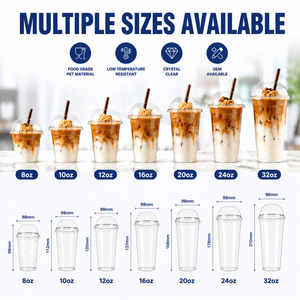 Gobelets jetables transparents en PET de 98 mm, 16 oz, 20 oz, 24 oz avec couvercles, imprimés sur mesure, pour boissons froides, café glacé, smoothies, pour café - Product Image 2