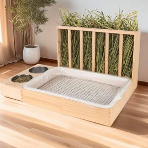 Nichoir en bois transfrontalier pour lapins, hamsters et cailles, mangeoire à foin pour lapins, distributeur d'eau et de nourriture, mangeoire décorative pour animaux de compagnie - Product Image 1