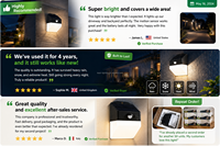 Applique Murale Solaire LED Toutes Saisons Durable IP65 Extérieur Lumière Douce avec 2 Installations Flexibles pour Maison Résidentielle Jardin Clôture