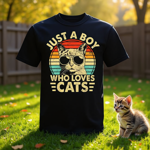 Juste un garçon qui aime les chats, t-shirt vintage pour garçons pour les amoureux des chats - Product Image 3