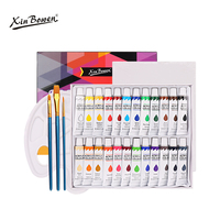 Ensemble cadeau Xin Bowen, 24 couleurs de peinture acrylique pigmentée avec pinceaux et accessoires, peinture murale, peinture graffiti DIY