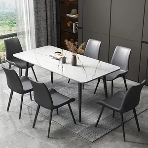 최저가 현대 알루미늄 식탁 세트 6 의자 간단한 식탁과 의자 세트 6