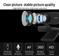 Webcam HD 1080p Ukuran Besar Dilengkapi Mikrofon CMOS untuk Laptop/Komputer Desktop, Cocok untuk Panggilan Video Langsung dan Konferensi