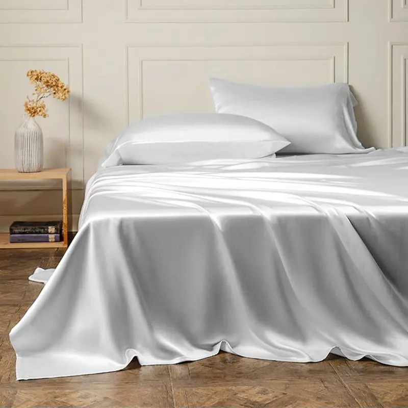 मल्टीबेरी रेशम 100% रेशम बिस्तर सेट 25 मिमी उच्च गुणवत्ता वाले सुपर नरम लक्जरी 4 टुकड़े सहित 1 डुवेट कवर 1 फ्लैट शीट