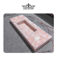 Pierre de quartz rose personnalisée, comptoir de salle de bain rétroéclairé en quartzite, pierre translucide, plan de toilette en quartz rose, lavabo