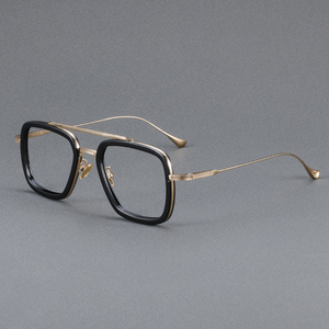 Jiojew Lunettes <span class=keywords><strong>de</strong></span> Vue Classiques Carrées pour Hommes, Monture Optique Ultra <span class=keywords><strong>L</strong></span>égère en Titane Pur Style Iron Man <span class=keywords><strong>de</strong></span> Haute Qualité - Product Image 2