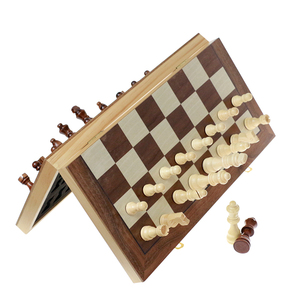 15" Large Magnetic Wooden Chess Set with Felted Game Board Interior for Storage