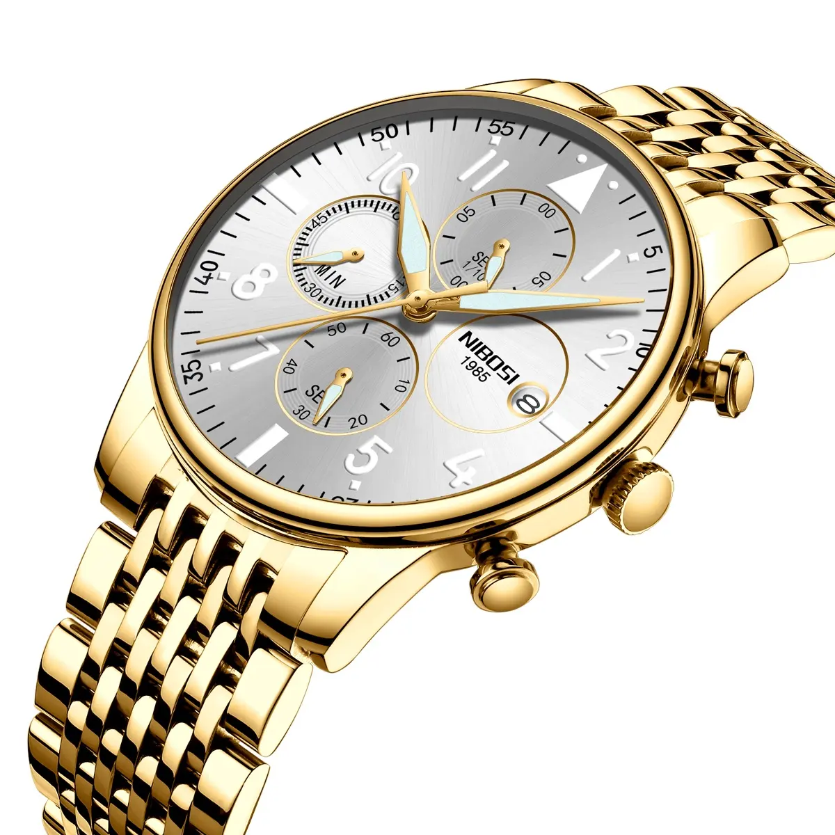 NIBOSI — montre à Quartz en acier inoxydable pour homme, horloge chronographe et à la mode, marque de luxe, style militaire, vente en gros, collection 2368