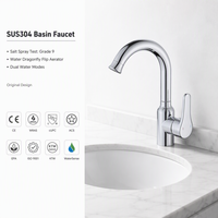 Robinet mélangeur de salle de bain moderne en acier inoxydable 304 chromé, à poignée unique, avec cartouche céramique, modèle H-2129