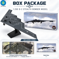 Modèle d'avion de chasse militaire B-2 Stealth Bomber 1:200 en alliage et plastique moulé sous pression avec support, collection et cadeau