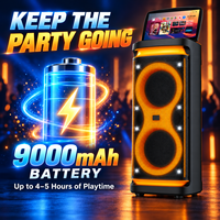Speaker Karaoke Portabel 60W Dual Woofer 10 Inch Layar Sentuh 13.3 Inch Android WiFi Wireless Cast Sistem Suara Pesta RGB LED