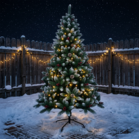 Sapin de Noël artificiel en PVC de haute qualité, rouge, avec cônes de pin, grande décoration extérieure pour jardin et accessoires photo
