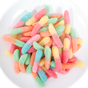Caramelos de Goma con Recubrimiento de Azúcar Arcoíris al por Mayor OEM, Caramelos de Goma de Comida Rápida, Gusanos Ácidos - Product Image 1