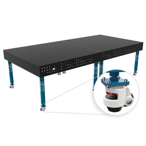 SteelEco GPPH Banco de soldadura con ruedas de 3x1,48 m, 8mm de espesor, agujeros de 16mm, rejilla de 50x50mm - Product Image 1