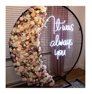 Wholesale Metal Circle Grid Stand Backdrop Wedding Arch Flower Stand Iron Round Circle Mesh Backdrop For Wedding Decoration