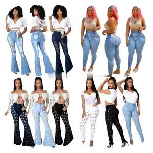 Jeans Elasticizzati da Donna a <span class=keywords><strong>Vita</strong></span> Alta con Strappi, <span class=keywords><strong>Moda</strong></span> a Basso Prezzo, Liquidazione Mista all'Ingrosso - Product Image 4