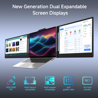 Nouvel écran professionnel IPS rotatif à double écran de 14,1 pouces avec ports Type-C double, résolution 1920x1080, 60 Hz