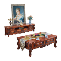 WEIMUSEN Table basse et meuble TV réglables en bois massif de style européen et américain, haut de gamme, rétro, rectangulaire, pour petit appartement
