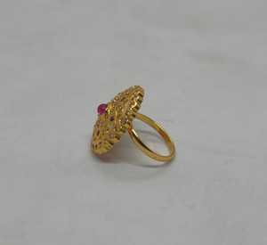 Exquisite Round Pink Crystal <b>Ring</b> Gold Plated Floral Halo <b>Cubic</b> <b>Zirconia</b> Statement <b>Ring</b> Ethnic Fashion Wholesale Jewelry - Product Image 4