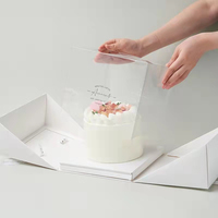 Portable de haute qualité 4 "6" 8 "anniversaire boîte à gâteau transparente mille couches de Mousse Dessert emballage ruban boîte personnalisée