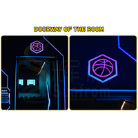 Jeu de tir au basket interactif avec panier LED, tableau de scores multi-joueurs, équipement commercial pour parcs d'attractions