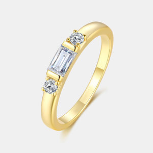 สง่างามฝรั่งเศส Baguette สองรอบตัด Moissanite แหวน925เงินสเตอร์ลิง18K ชุบทอง unisex แหวนหมั้นแหวนไมโคร - Product Image 2