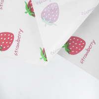 Papier ciré anti-graisse personnalisé, base blanche, motif fraises colorées, pour boulangerie, restaurant, emballage alimentaire à emporter