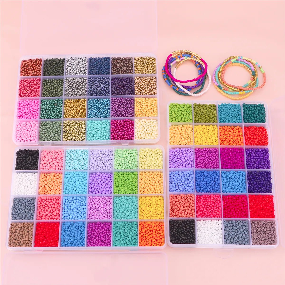 Yiwu vendita calda 24 colori 3mm Mix perline di semi Set artigianale 12000 pezzi Per scatola Per gioielli fai da te collana di perline braccialetto orecchini che fanno kit