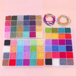 Yiwu Hot Sale 24 Colors 3mm Mix Seed Beads Craft Set 12000Pcs Per Box For DIY Jewelry Bead Necklace Bracelet Earring Making Kits